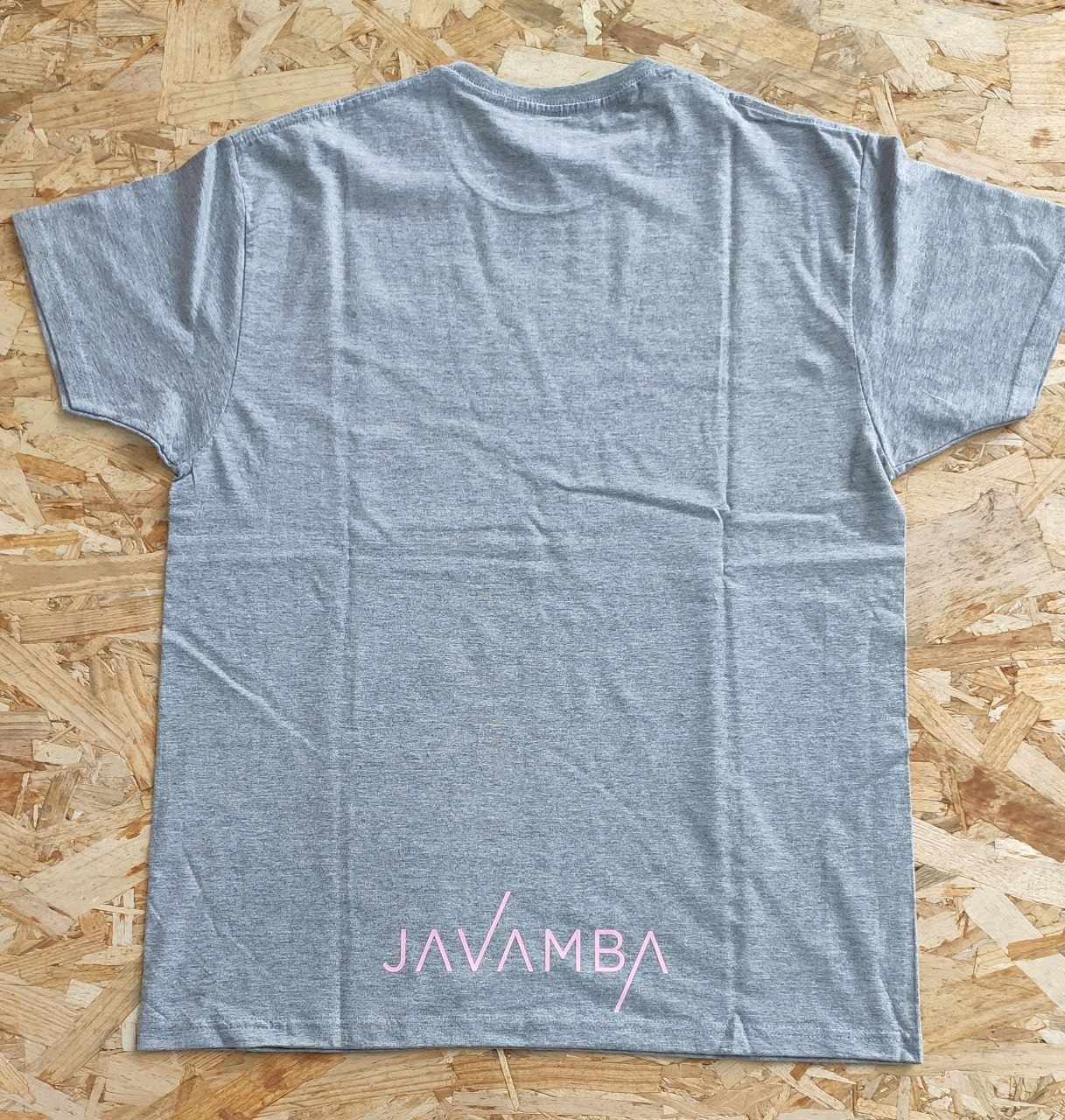 Camiseta Gris Oscuro Logo JAVAMBA Rosa
