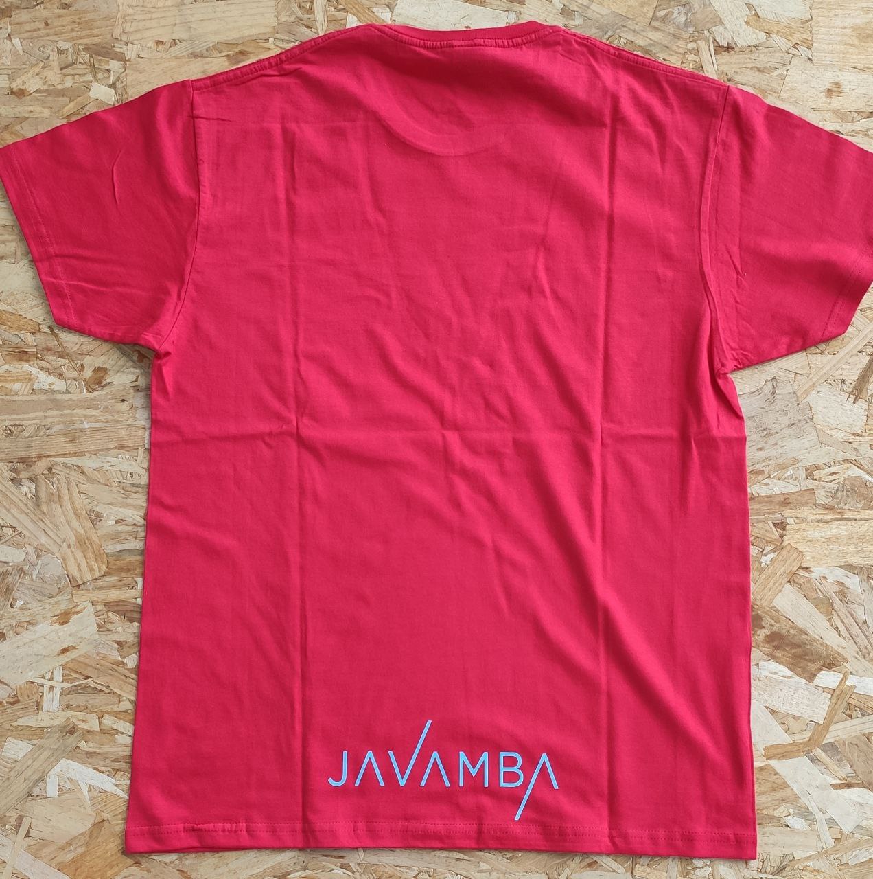 Camiseta Roja Logo JAVAMBA Azul Claro