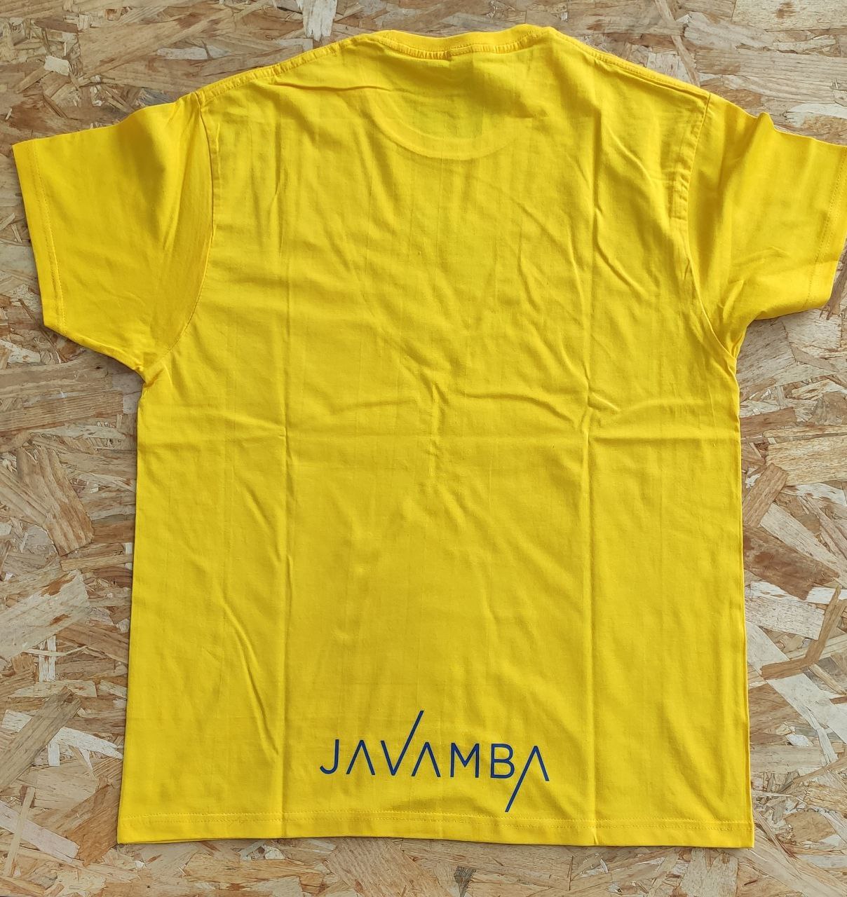 Camiseta Amarilla Logo JAVAMBA Azul Oscuro